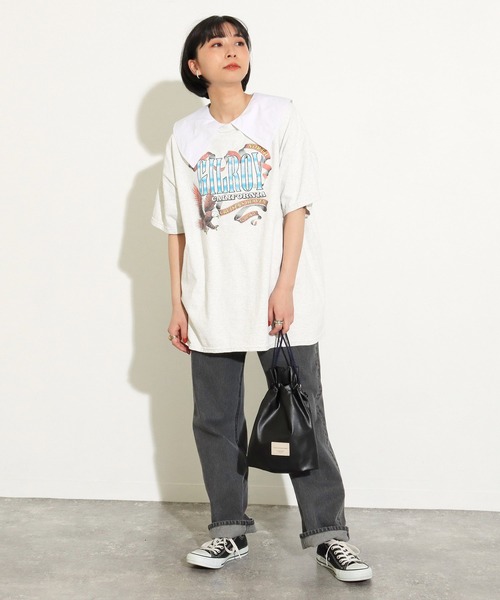 Factor=（ファクターイコール）の「つけ襟風ビックカラーノースリーブカットソー（付け襟・レディース・ホワイト系1/ホワイト系2/ブラック系1/ブラック系2・FREE）」の9枚目の写真