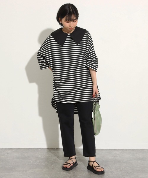 Factor=（ファクターイコール）の「つけ襟風ビックカラーノースリーブカットソー（付け襟・レディース・ホワイト系1/ホワイト系2/ブラック系1/ブラック系2・FREE）」の16枚目の写真