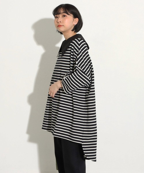 Factor=（ファクターイコール）の「つけ襟風ビックカラーノースリーブカットソー（付け襟・レディース・ホワイト系1/ホワイト系2/ブラック系1/ブラック系2・FREE）」の10枚目の写真