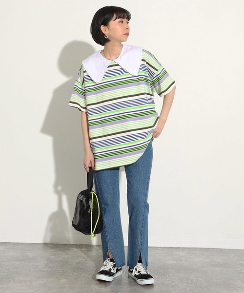 Factor=（ファクターイコール）の「つけ襟風ビックカラーノースリーブカットソー（付け襟・レディース・ホワイト系1/ホワイト系2/ブラック系1/ブラック系2・FREE）」の15枚目の写真