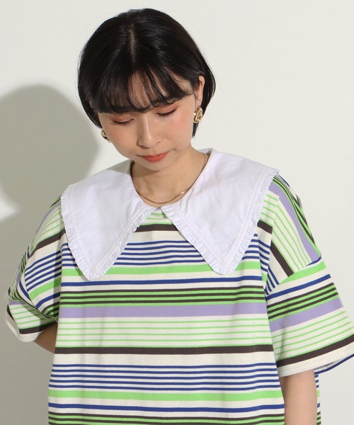 Factor=（ファクターイコール）の「つけ襟風ビックカラーノースリーブカットソー（付け襟・レディース・ホワイト系1/ホワイト系2/ブラック系1/ブラック系2・FREE）」の12枚目の写真