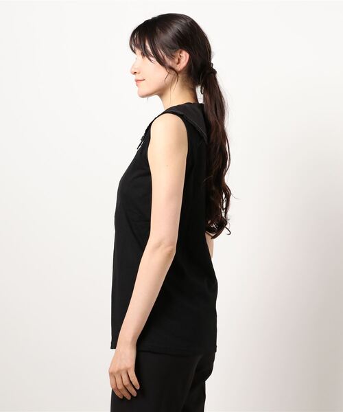 Factor=（ファクターイコール）の「つけ襟風ビックカラーノースリーブカットソー（付け襟・レディース・ホワイト系1/ホワイト系2/ブラック系1/ブラック系2・FREE）」の19枚目の写真