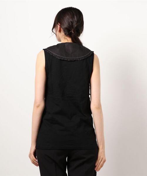 Factor=（ファクターイコール）の「つけ襟風ビックカラーノースリーブカットソー（付け襟・レディース・ホワイト系1/ホワイト系2/ブラック系1/ブラック系2・FREE）」の18枚目の写真