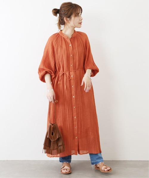 JOURNAL STANDARD（ジャーナルスタンダード）の「コットン麻ヨウリュウワンピース◆（ワンピース・レディース・ブラック/オレンジ・FREE）」の10枚目の写真