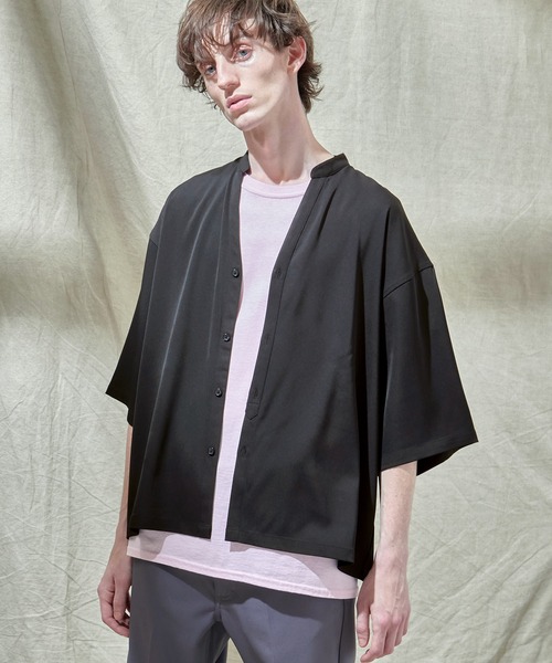 EMMA CLOTHES(エマクローズ)の「トロミオーバーサイズドルマン VネックスキッパーS/Sシャツ フハクカーディガン EMMA CLOTHES(カーディガン/ボレロ・メンズ・ネイビー/ブラック/グリーン系その他/ライトグレー/ブルー系その他/ベージュ・M/L)」の2枚目の写真