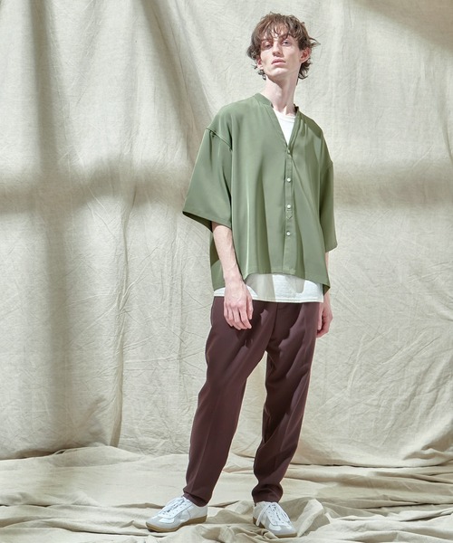 EMMA CLOTHES(エマクローズ)の「トロミオーバーサイズドルマン VネックスキッパーS/Sシャツ フハクカーディガン EMMA CLOTHES(カーディガン/ボレロ・メンズ・ネイビー/ブラック/グリーン系その他/ライトグレー/ブルー系その他/ベージュ・M/L)」の10枚目の写真