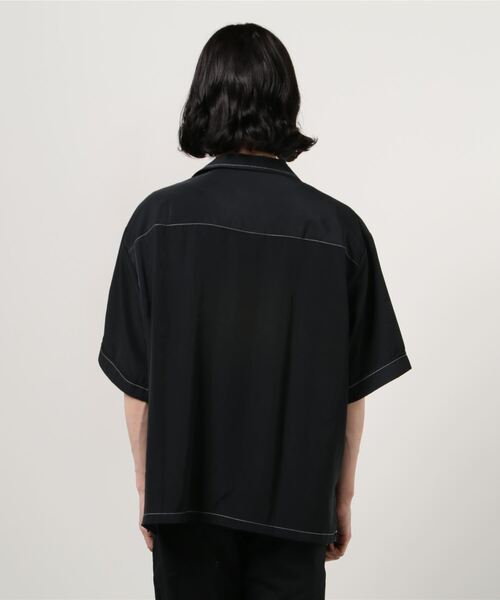 SITRY（シトリー）の「Silky Drape Half sleeve CPO  Open color Shirt/シルキードレープ ハーフスリーブ CPO オープンカラーシャツ（シャツ/ブラウス・メンズ・グレイッシュベージュ/ホワイト/ブラック/サックスブルー/グリーン/モカ/ダークグリーン/オフホワイト・M/L）」の9枚目の写真
