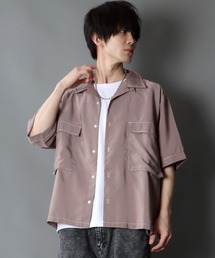 SITRY | Silky Drape Half sleeve CPO  Open color Shirt/シルキードレープ ハーフスリーブ CPO オープンカラーシャツ(シャツ/ブラウス)