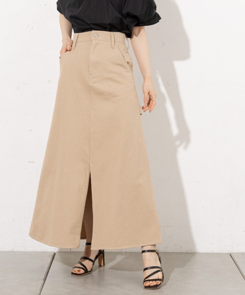 prose verse(プロズヴェール)の「フロントスリットロングスカート(スカート・レディース・オフホワイト/ベージュ/グリーン・フリ-)」の1枚目の写真