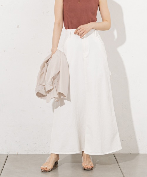 prose verse(プロズヴェール)の「フロントスリットロングスカート(スカート・レディース・オフホワイト/ベージュ/グリーン・フリ-)」の2枚目の写真