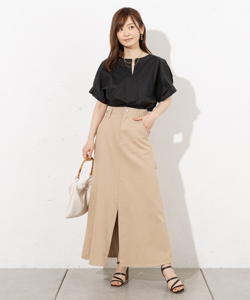 prose verse(プロズヴェール)の「フロントスリットロングスカート(スカート・レディース・オフホワイト/ベージュ/グリーン・フリ-)」の4枚目の写真