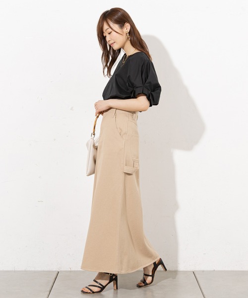 prose verse(プロズヴェール)の「フロントスリットロングスカート(スカート・レディース・オフホワイト/ベージュ/グリーン・フリ-)」の6枚目の写真