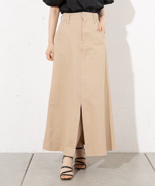 prose verse(プロズヴェール)の「フロントスリットロングスカート(スカート・レディース・オフホワイト/ベージュ/グリーン・フリ-)」の9枚目の写真