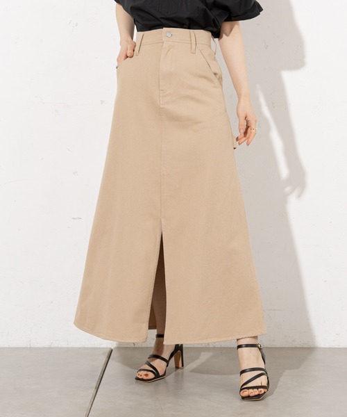 prose verse(プロズヴェール)の「フロントスリットロングスカート(スカート・レディース・オフホワイト/ベージュ/グリーン・フリ-)」の10枚目の写真
