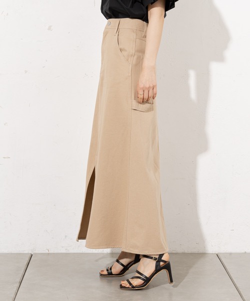 prose verse(プロズヴェール)の「フロントスリットロングスカート(スカート・レディース・オフホワイト/ベージュ/グリーン・フリ-)」の12枚目の写真