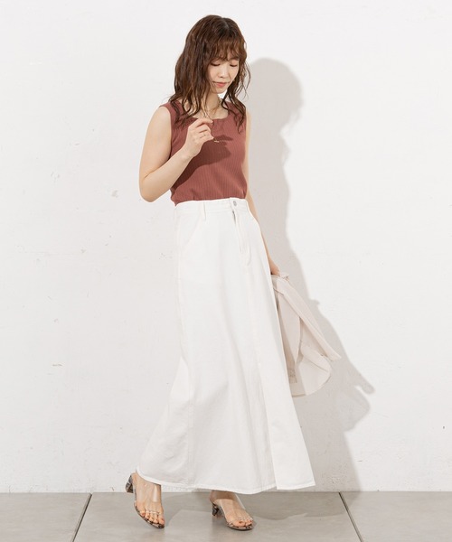 prose verse(プロズヴェール)の「フロントスリットロングスカート(スカート・レディース・オフホワイト/ベージュ/グリーン・フリ-)」の18枚目の写真