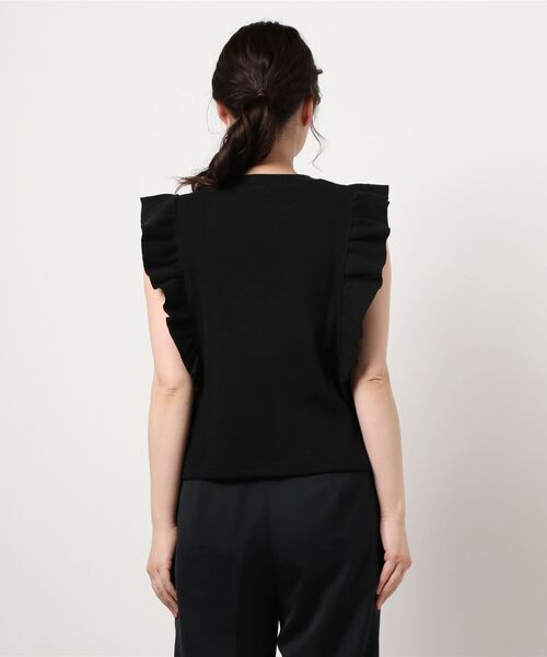 LOWRYS FARM（ローリーズファーム）の「ソデフリルＳＳ　947038（Tシャツ/カットソー・レディース・ブラック/ダークブラウン/ブルー/アイボリー・FREE）」の6枚目の写真