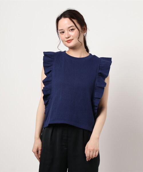 LOWRYS FARM（ローリーズファーム）の「ソデフリルＳＳ　947038（Tシャツ/カットソー・レディース・ブラック/ダークブラウン/ブルー/アイボリー・FREE）」の19枚目の写真