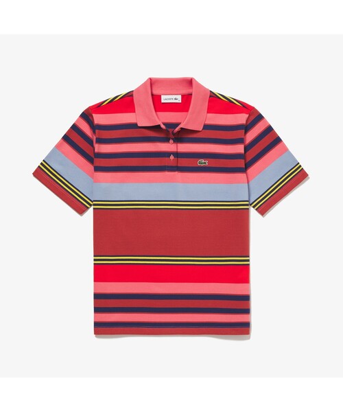 LACOSTE（ラコステ）の「ボーダーポロシャツ（半袖）（ポロシャツ・レディース・ピンク/ライトピンク/レモンイエロー・40/38/36/34）」の2枚目の写真