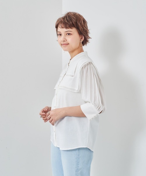 cepo（セポ）の「ハシゴレース　セーラーカラーブラウス（シャツ/ブラウス・レディース・オフホワイト/ブラック・M）」の2枚目の写真