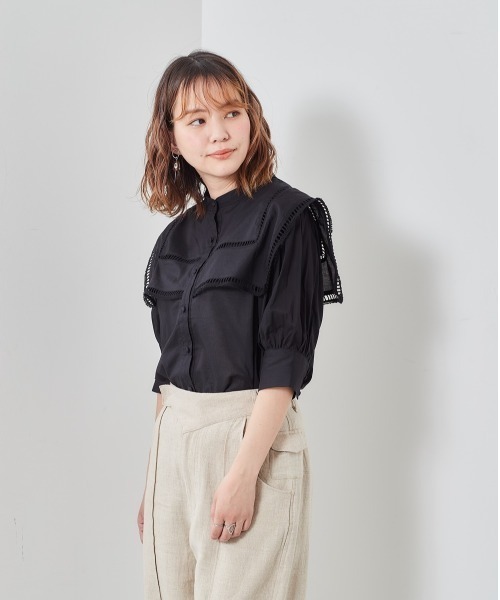 定価1.7万円 新品タグ付 SHIPS ハシゴレースセーラーブラウス 刺繍 定価1.7万円 新品タグ付 SHIPS ハシゴレースセーラーブラウス