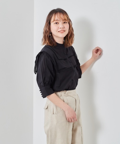 cepo（セポ）の「ハシゴレース　セーラーカラーブラウス（シャツ/ブラウス・レディース・オフホワイト/ブラック・M）」の8枚目の写真