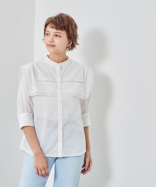 セール】ハシゴレース セーラーカラーブラウス（シャツ/ブラウス