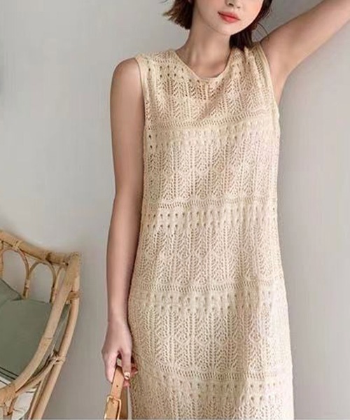 セール インナーｓｅｔ透かしニットワンピ チュニック Newlyme ニューリーミー のファッション通販 Zozotown