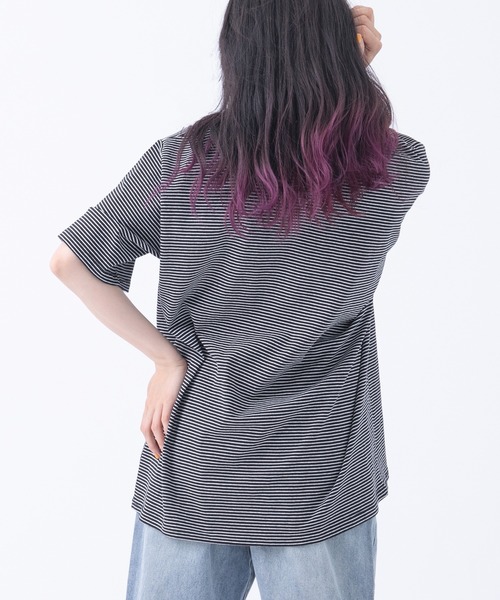 kutir（クティール）の「半袖ボーダーTシャツ（Tシャツ/カットソー・レディース・ライトグリーン/イエロー/ブラック/オレンジ・FREE）」の7枚目の写真