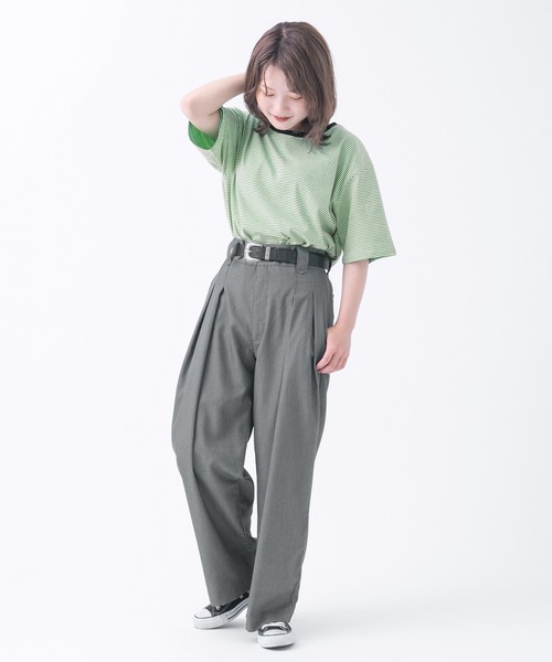 kutir（クティール）の「半袖ボーダーTシャツ（Tシャツ/カットソー・レディース・ライトグリーン/イエロー/ブラック/オレンジ・FREE）」の20枚目の写真