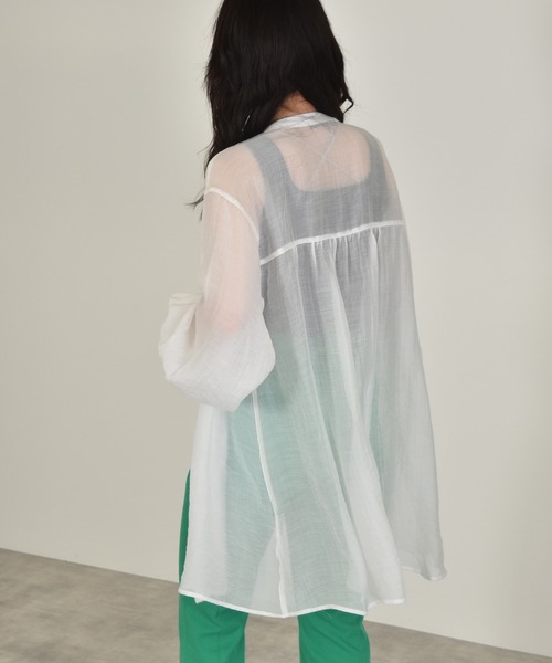 w closet(ダブルクローゼット)の「ギャザーシアーシャツ(シャツ/ブラウス・レディース・ホワイト/ライム/パープル/ピンク系その他・FREE)」の7枚目の写真