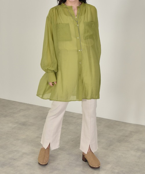 w closet(ダブルクローゼット)の「ギャザーシアーシャツ(シャツ/ブラウス・レディース・ホワイト/ライム/パープル/ピンク系その他・FREE)」の13枚目の写真