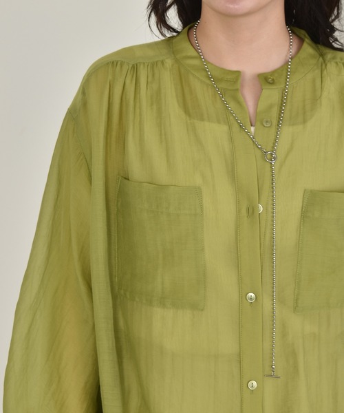 w closet(ダブルクローゼット)の「ギャザーシアーシャツ(シャツ/ブラウス・レディース・ホワイト/ライム/パープル/ピンク系その他・FREE)」の17枚目の写真