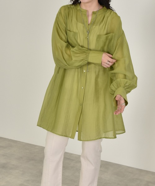 w closet(ダブルクローゼット)の「ギャザーシアーシャツ(シャツ/ブラウス・レディース・ホワイト/ライム/パープル/ピンク系その他・FREE)」の18枚目の写真