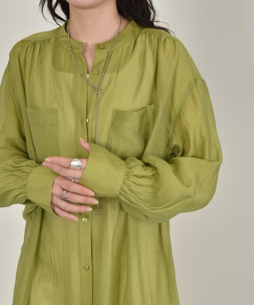 w closet(ダブルクローゼット)の「ギャザーシアーシャツ(シャツ/ブラウス・レディース・ホワイト/ライム/パープル/ピンク系その他・FREE)」の19枚目の写真