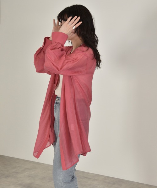 w closet(ダブルクローゼット)の「ギャザーシアーシャツ(シャツ/ブラウス・レディース・ホワイト/ライム/パープル/ピンク系その他・FREE)」の22枚目の写真