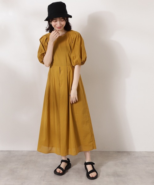 N.(N. Natural Beauty Basic)(エヌエヌナチュラルビューティーベーシック)の「◆コットンローンバルーンスリーブワンピース(ワンピース・レディース・スミクロ/パープル/マスタード・MEDIUM)」の12枚目の写真