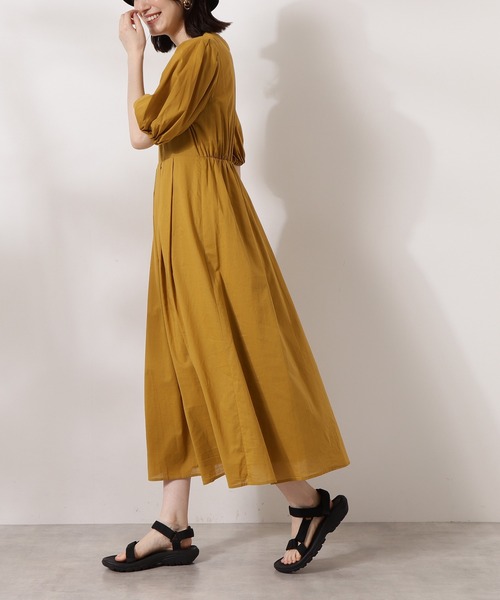 N.(N. Natural Beauty Basic)(エヌエヌナチュラルビューティーベーシック)の「◆コットンローンバルーンスリーブワンピース(ワンピース・レディース・スミクロ/パープル/マスタード・MEDIUM)」の13枚目の写真