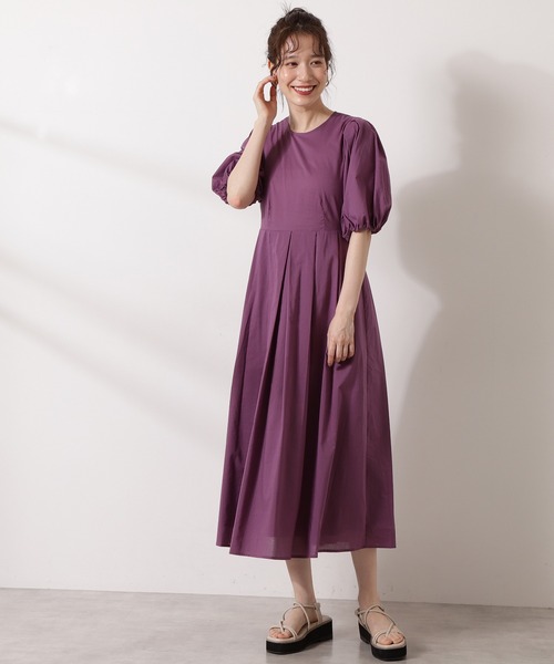 N.(N. Natural Beauty Basic)(エヌエヌナチュラルビューティーベーシック)の「◆コットンローンバルーンスリーブワンピース(ワンピース・レディース・スミクロ/パープル/マスタード・MEDIUM)」の8枚目の写真