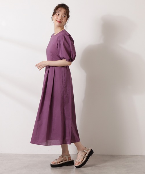 N.(N. Natural Beauty Basic)(エヌエヌナチュラルビューティーベーシック)の「◆コットンローンバルーンスリーブワンピース(ワンピース・レディース・スミクロ/パープル/マスタード・MEDIUM)」の9枚目の写真