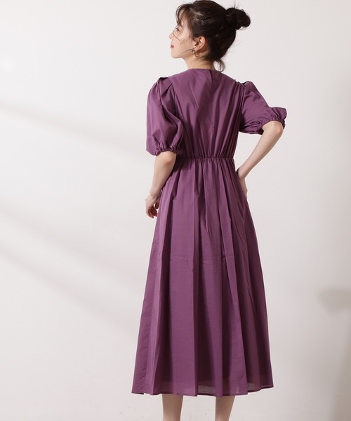 N.(N. Natural Beauty Basic)(エヌエヌナチュラルビューティーベーシック)の「◆コットンローンバルーンスリーブワンピース(ワンピース・レディース・スミクロ/パープル/マスタード・MEDIUM)」の10枚目の写真