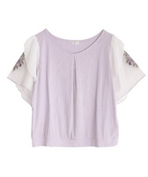 axes femme | 袖花刺繍リブＰＯ(Tシャツ/カットソー)