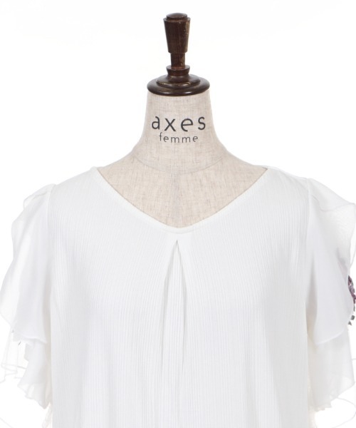 axes femme（アクシーズファム）の「袖花刺繍リブＰＯ（Tシャツ/カットソー・レディース・ホワイト/ラベンダー/ブルーグリーン・MEDIUM）」の15枚目の写真