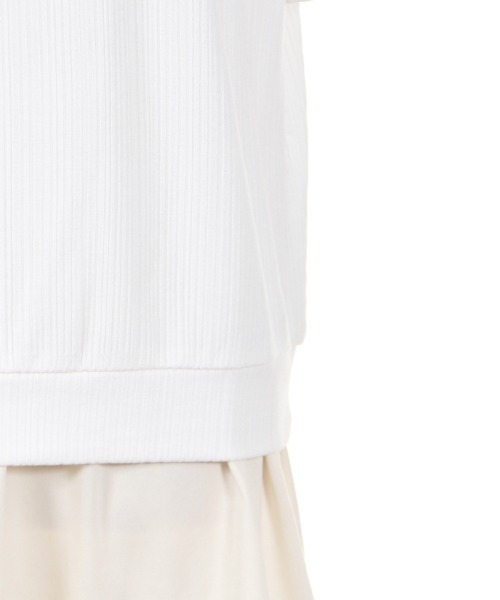 axes femme（アクシーズファム）の「袖花刺繍リブＰＯ（Tシャツ/カットソー・レディース・ホワイト/ラベンダー/ブルーグリーン・MEDIUM）」の4枚目の写真