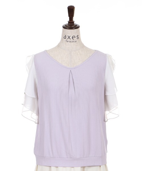 axes femme（アクシーズファム）の「袖花刺繍リブＰＯ（Tシャツ/カットソー・レディース・ホワイト/ラベンダー/ブルーグリーン・MEDIUM）」の20枚目の写真