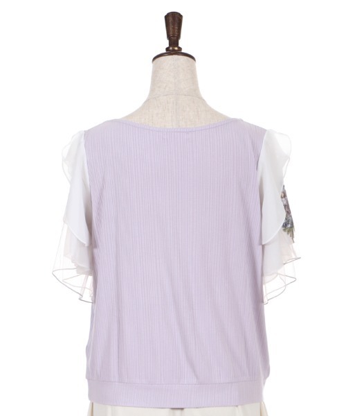 axes femme（アクシーズファム）の「袖花刺繍リブＰＯ（Tシャツ/カットソー・レディース・ホワイト/ラベンダー/ブルーグリーン・MEDIUM）」の5枚目の写真