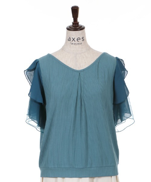 axes femme（アクシーズファム）の「袖花刺繍リブＰＯ（Tシャツ/カットソー・レディース・ホワイト/ラベンダー/ブルーグリーン・MEDIUM）」の6枚目の写真