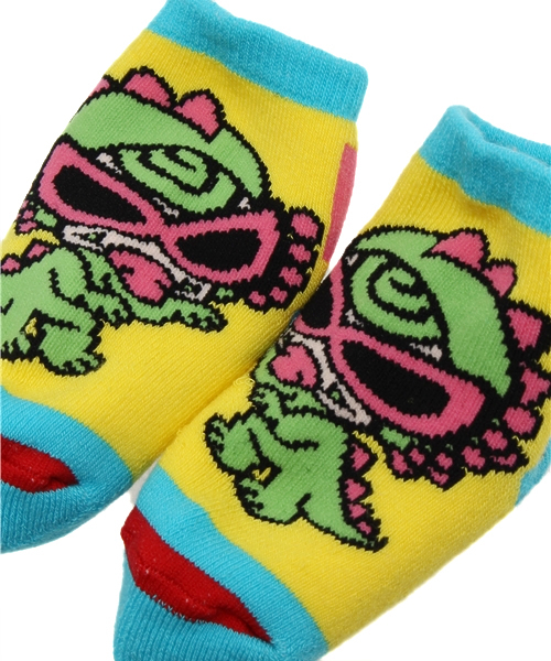HYSTERIC MINI（ヒステリックミニ）の「BABY Dinosaur Monster mini ソックス（ソックス/靴下・キッズ・ホワイト/イエロー/ブラック・9/11/13）」の5枚目の写真