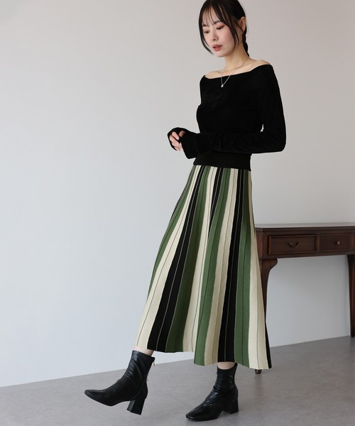 配色ストライプニットスカート（スカート）｜BLUEEAST（ブルーイースト  