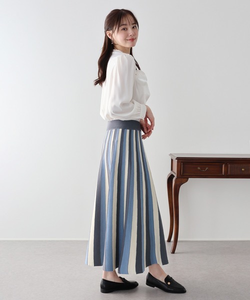 新色追加/9色展開》配色ストライプニットスカート（スカート